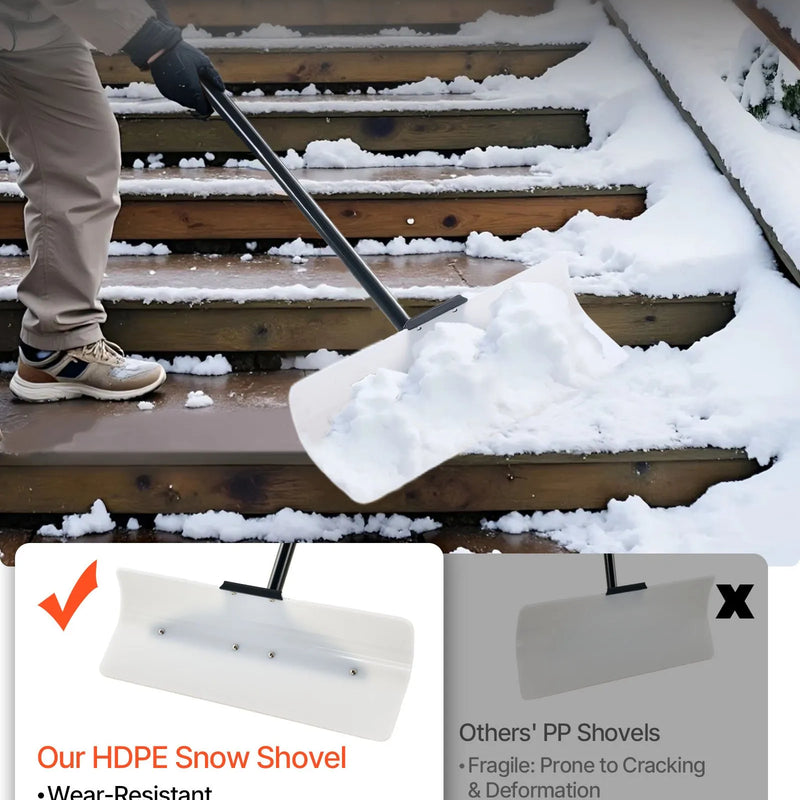 Sniega stūmējlāpsta 61 cm HDPE ar segmentētu kātu un ergonomisku rokturi