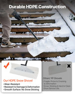Sniega stūmējlāpsta 61 cm HDPE ar segmentētu kātu un ergonomisku rokturi