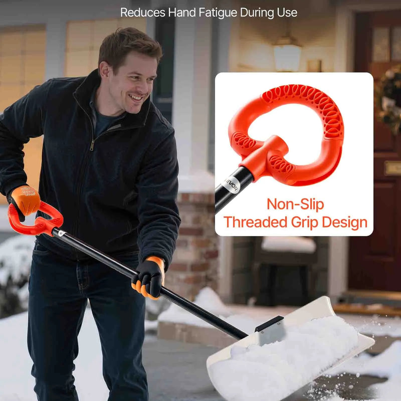 Sniega stūmējlāpsta 61 cm HDPE ar segmentētu kātu un ergonomisku rokturi