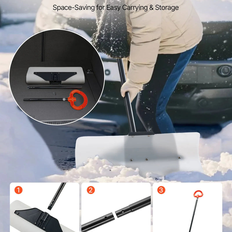 Sniega stūmējlāpsta 61 cm HDPE ar segmentētu kātu un ergonomisku rokturi