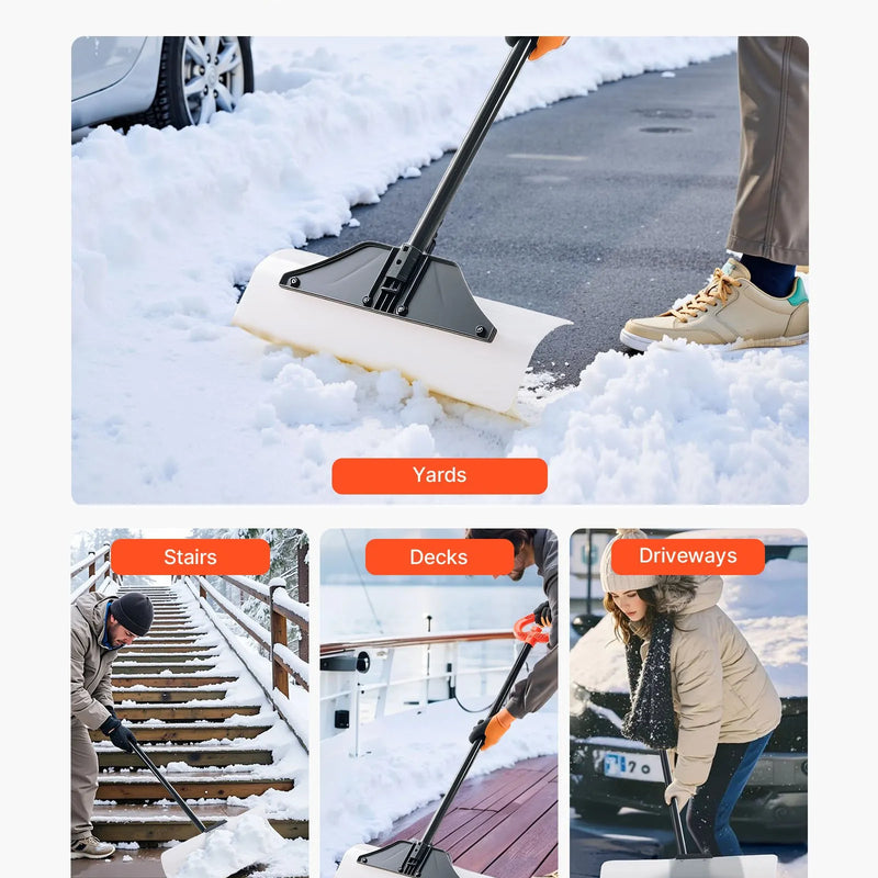 Sniega stūmējlāpsta 61 cm HDPE ar segmentētu kātu un ergonomisku rokturi