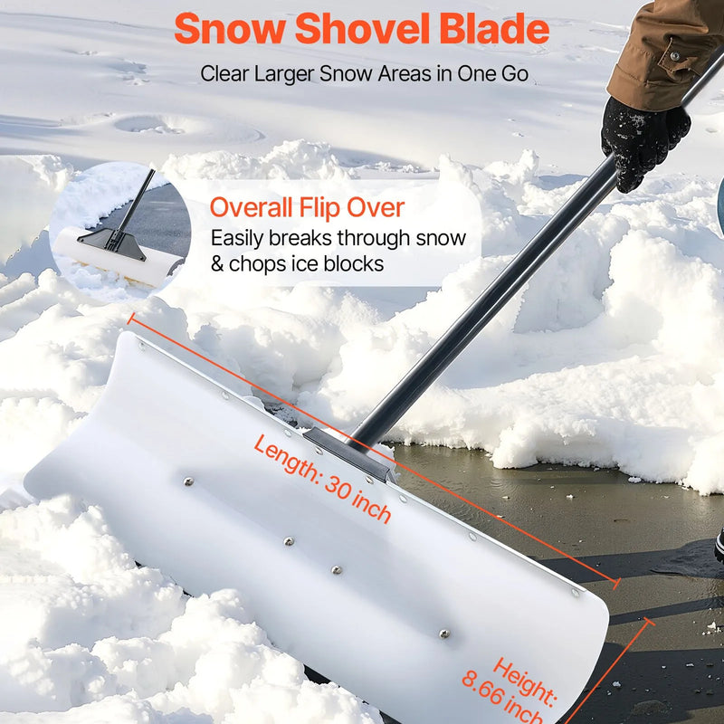 Sniega stumjamā lāpsta 76,2 cm ar ergonomisku rokturi, HDPE asmens un metāla malu, segmentēts rokturis, pārnēsājama piebraucamajiem ceļiem