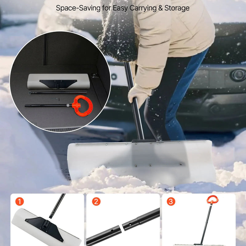 Sniega stumjamā lāpsta 76,2 cm ar ergonomisku rokturi, HDPE asmens un metāla malu, segmentēts rokturis, pārnēsājama piebraucamajiem ceļiem