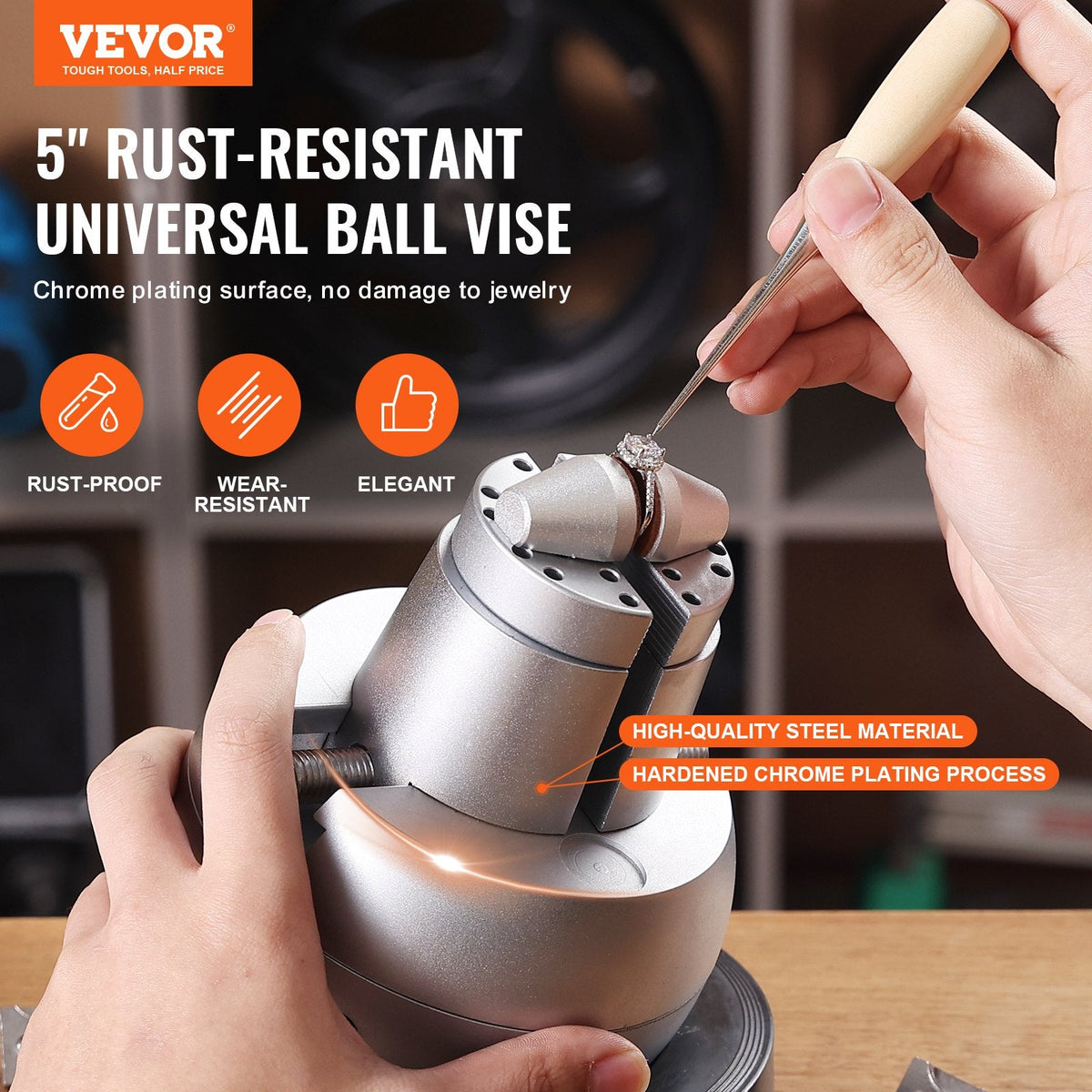 VEVOR 360° rotējošas gravēšanas skrūvspīle ar 69 piederumiem, ideāli piemērota dārgakmeņu inkrustācijai un sīka mēroga gravēšanai. Standarta gravēšanas bloks juvelierizstrādājumiem un precīzai metāla apstrādei.