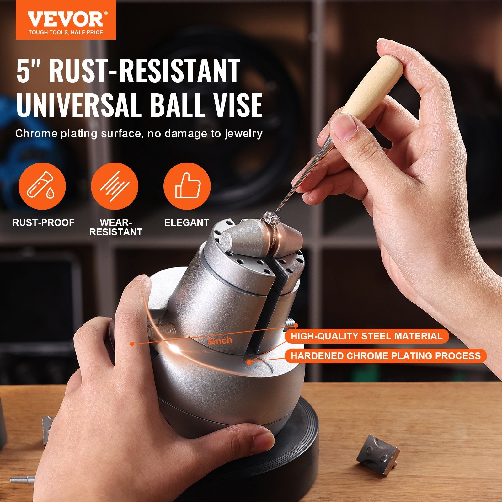 VEVOR 12,7 cm bumbu veida prese gravēšanas iestatīšanai, 360° rotējošs gravēšanas bloks ar 35 piederumiem, rotaslietu gravēšanas rīki, standarta bloks dārgakmens ieliktņiem un mazmēroga gravēšanai