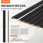 VEVOR koka līstu akustiskie paneļi, 8 gab., 2440 × 152 mm, WPC akcenta sienas paneļi modernam interjeram, mākslīgā koka sienas paneļi stilīgam dekoram un trokšņu samazināšanai, matēti melnā krāsā