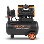 VEVOR bez eļļas īpaši klusais gaisa kompresors, 4,8 l, 900 W, 62 l/min pie 6,2 bāriem, 70 dB