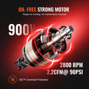 VEVOR bez eļļas īpaši klusais gaisa kompresors, 4,8 l, 900 W, 62 l/min pie 6,2 bāriem, 70 dB