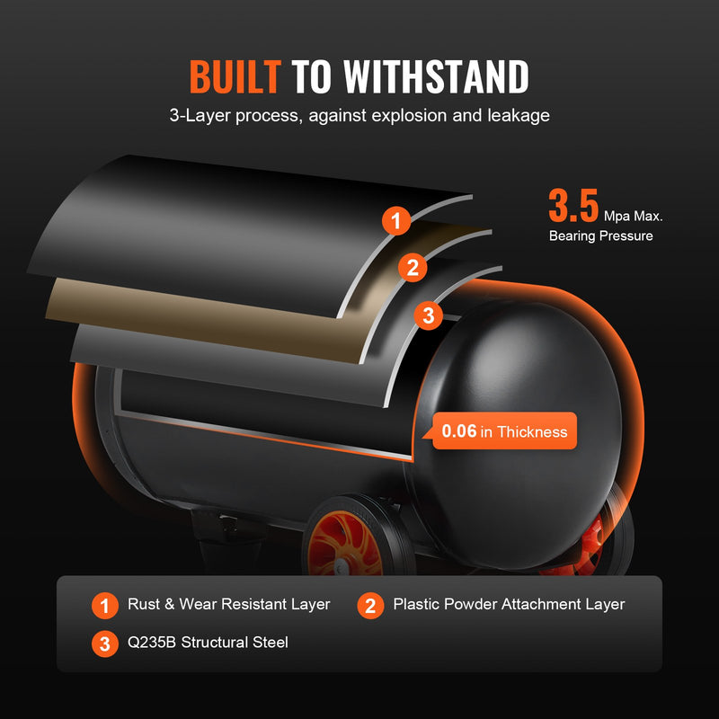 VEVOR bez eļļas īpaši klusais gaisa kompresors, 4,8 l, 900 W, 62 l/min pie 6,2 bāriem, 70 dB