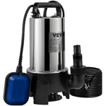 VEVOR iegremdējamais ūdens sūknis 1100 W, plūsma līdz 20 000 l/h, ar 10 m kabeli un automātisku pludiņslēdzi, nerūsējošā tērauda korpuss, piemērots tīram un netīram ūdenim, applūdušu vietu, dārza dīķu, baseinu un karsto vannu nosusināšanai
