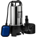 VEVOR iegremdējamais ūdens sūknis 1100 W, plūsma līdz 20 000 l/h, ar 10 m kabeli un automātisku pludiņslēdzi, nerūsējošā tērauda korpuss, piemērots tīram un netīram ūdenim, applūdušu vietu, dārza dīķu, baseinu un karsto vannu nosusināšanai