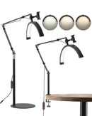 VEVOR pusmēness formas gaisma estētiķiem, 2 vienā LED grīdas un galda lampa skropstu pieaudzēšanai, lokveida skropstu lampa ar tālruņa turētāju un tālvadības pulti, piemērota skaistumkopšanai, ādas kopšanai, uzacu un tetovējumu darbiem