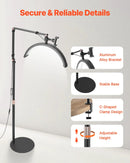 VEVOR pusmēness formas gaisma estētiķiem, 2 vienā LED grīdas un galda lampa skropstu pieaudzēšanai, lokveida skropstu lampa ar tālruņa turētāju un tālvadības pulti, piemērota skaistumkopšanai, ādas kopšanai, uzacu un tetovējumu darbiem