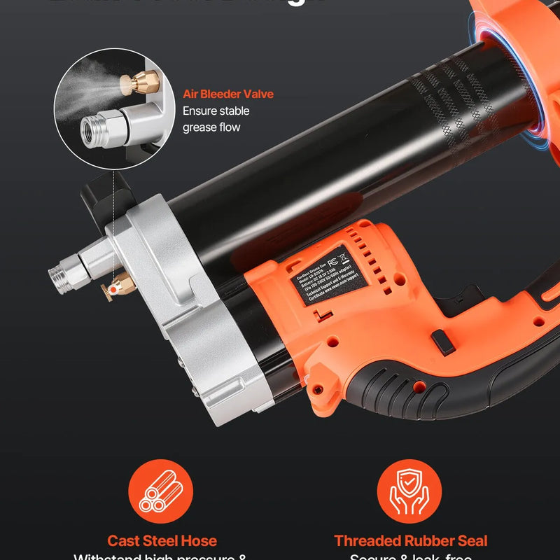 Bezvadu smērvielas pistole 55 MPa maksimālais spiediens, LED apgaismojumus, 900 mm šļūtene, saderīga ar 18 V Makita akumulatoriem (akumulators nav komplektā), piemērota transportlīdzekļu un iekārtu eļļošanai (tikai instruments)