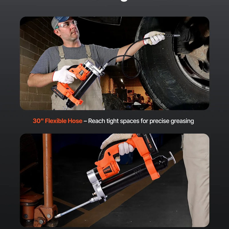 Bezvadu smērvielas pistole 55 MPa maksimālais spiediens, LED apgaismojumus, 900 mm šļūtene, saderīga ar 18 V Makita akumulatoriem (akumulators nav komplektā), piemērota transportlīdzekļu un iekārtu eļļošanai (tikai instruments)