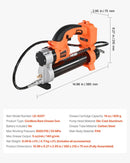 Bezvadu smērvielas pistole 55 MPa maksimālais spiediens, LED apgaismojumus, 900 mm šļūtene, saderīga ar 18 V Makita akumulatoriem (akumulators nav komplektā), piemērota transportlīdzekļu un iekārtu eļļošanai (tikai instruments)