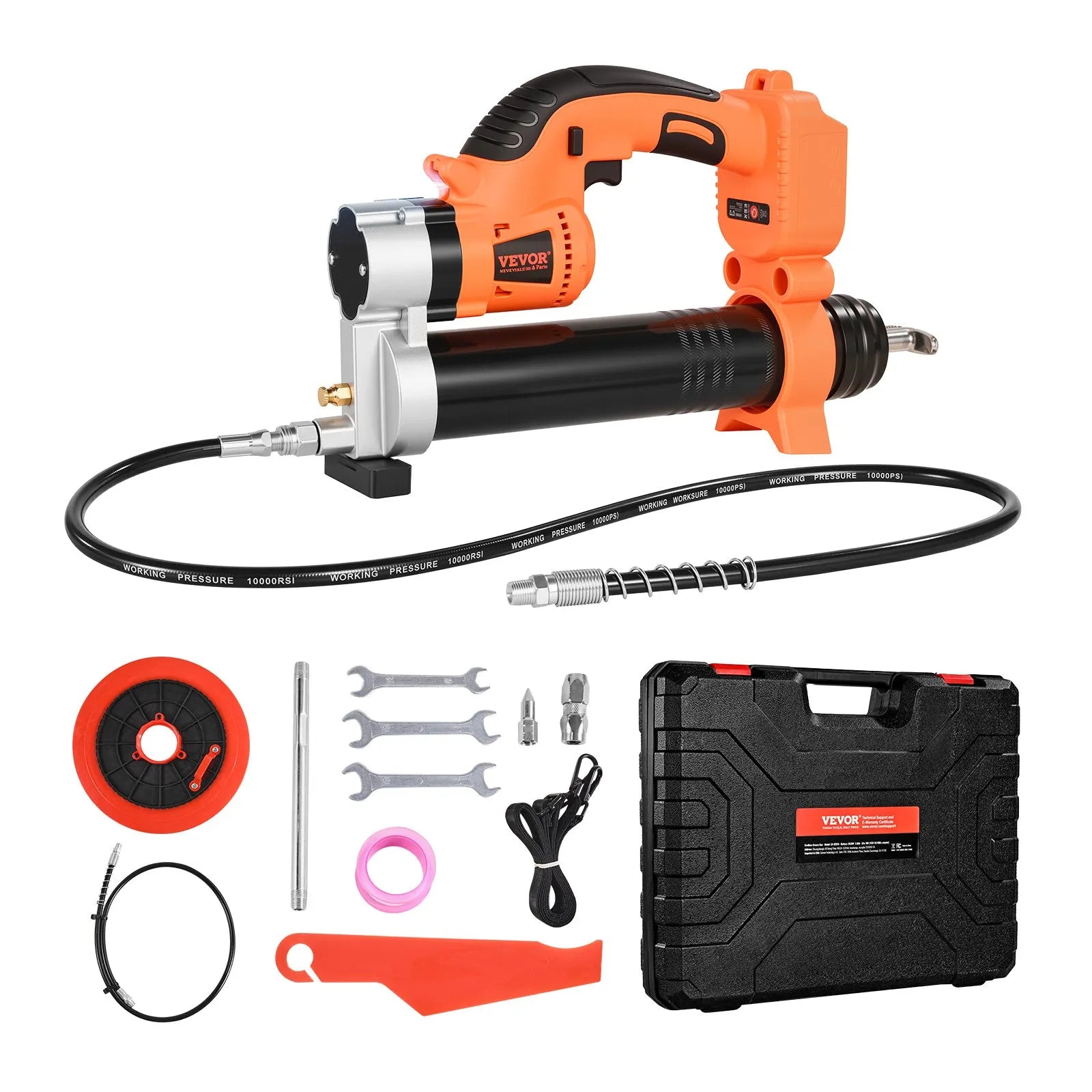 Juhtmeta rasvapüstol 55 MPa maksimaalne rõhk, LED tuled, 900 mm voolik, ühildub 18 V Makita akudega (aku ei kuulu komplekti), sobib sõidukite ja seadmete määrimiseks (ainult tööriist).