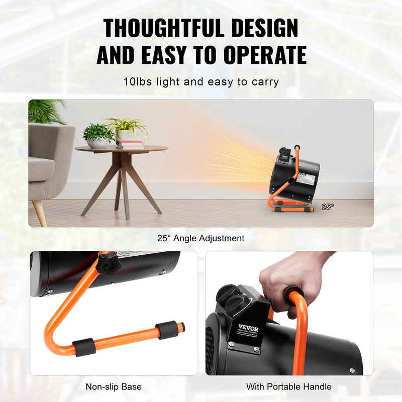 VEVOR kasvuhoone soojendaja 2000W kiirkuumenemise ja ülekuumenemiskaitsega, veekindel