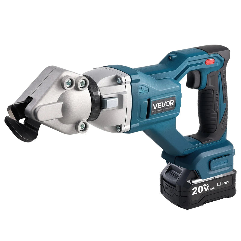 VEVOR bezvadu lokšņu metāla griezējs ar 360° grozāmu galvu, dubultiem asmeņiem, 20 V, 2800 gāj./min, paredzēts līdz 1,22 mm cinkota tērauda, 1 mm nerūsējošā tērauda, alumīnija, plastmasas un kartona griešanai