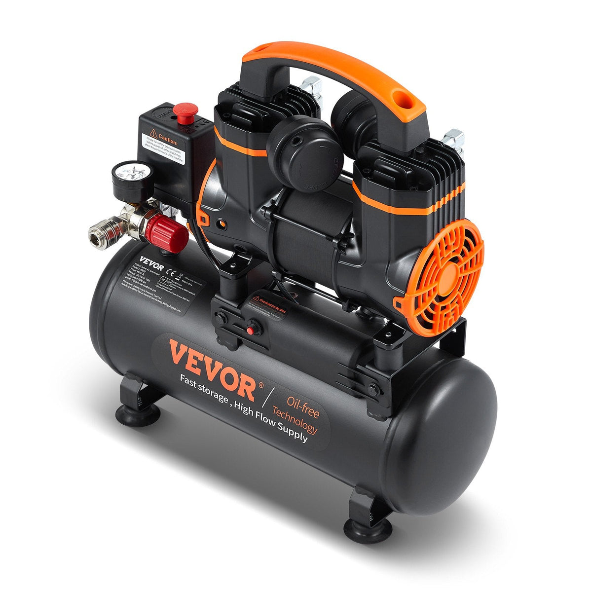 VEVOR gaisa kompresors 7,95 l, 900 W, 2,2 CFM @ 90 PSI, 70 dB, ultrakluss, bez eļļas