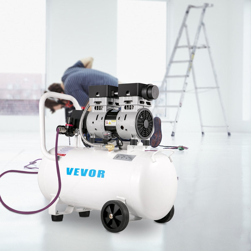 VEVOR gaisa kompresors 11 L, īpaši kluss, 1 HP, bez-eļļas, tērauda tvertne, 750 W, pārnēsājams, 8 bar, mājas remontam un riepu piepumpēšanai