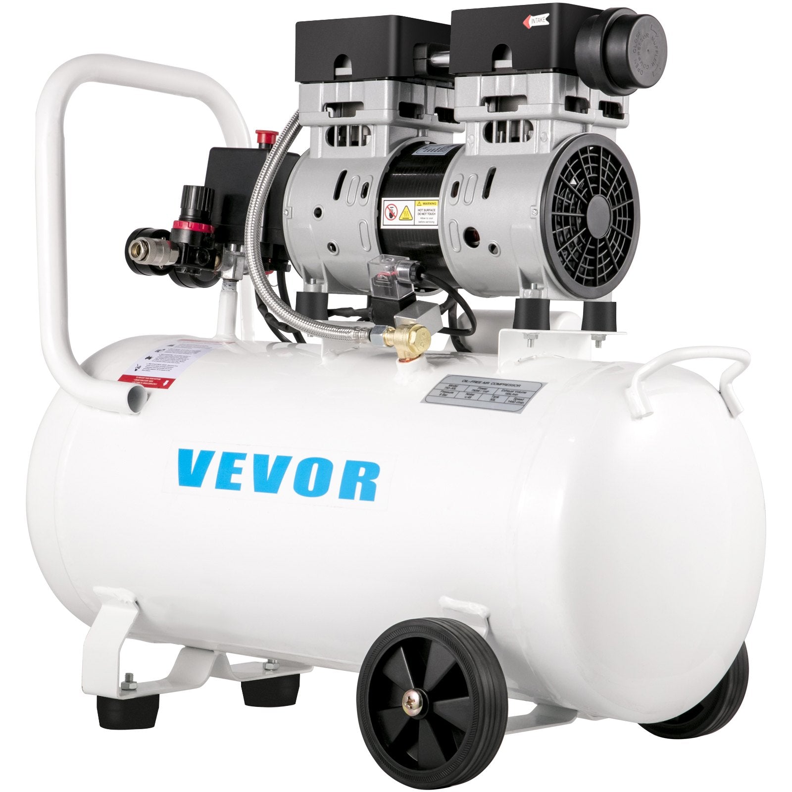 VEVOR gaisa kompresors 11 L, īpaši kluss, 1 HP, bez-eļļas, tērauda tvertne, 750 W, pārnēsājams, 8 bar, mājas remontam un riepu piepumpēšanai