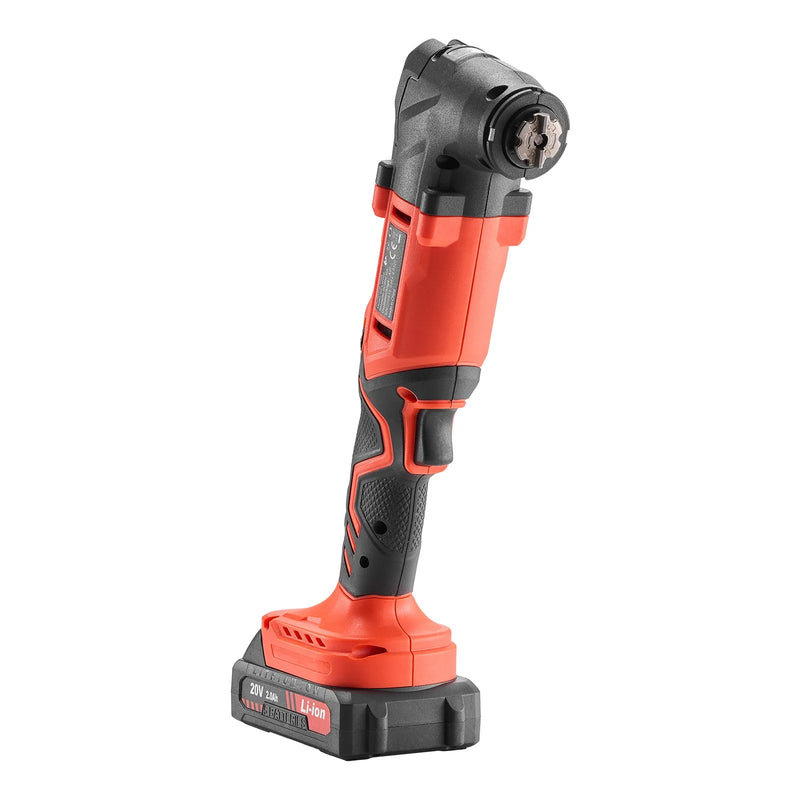 VEVOR bezvadu daudzfunkcionālais oscilējošais instruments 20 V ar 6 ātrumiem (8500–17000 OPM), 3,2° svārstību leņķi, 2,0 Ah akumulatoru un lādētāju, 12 zāģēšanas piederumiem un LED darba apgaismojumu