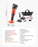 VEVOR bezvadu daudzfunkcionālais oscilējošais instruments 20 V ar 6 ātrumiem (8500–17000 OPM), 3,2° svārstību leņķi, 2,0 Ah akumulatoru un lādētāju, 12 zāģēšanas piederumiem un LED darba apgaismojumu