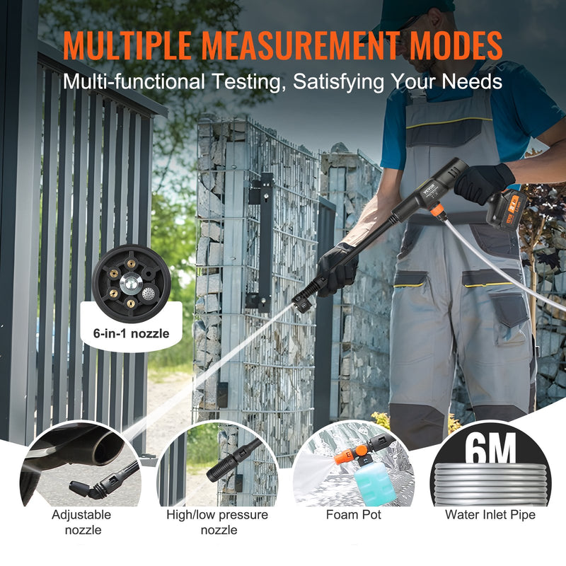 VEVOR juhtmeta kõrgsurvepesur - kaasaskantav veepihustuspüstol autode puhastamiseks, 652 PSI