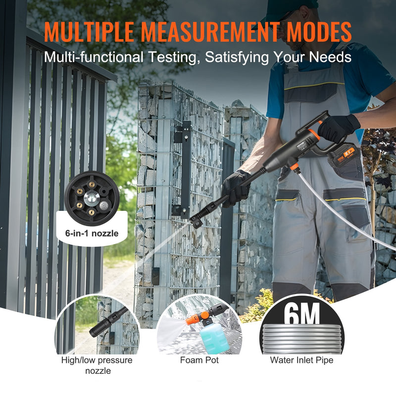 Bezvadu augstspiediena mazgātājs 580 PSI, pārnēsājama ūdens strūklas pistole auto tīrīšanai