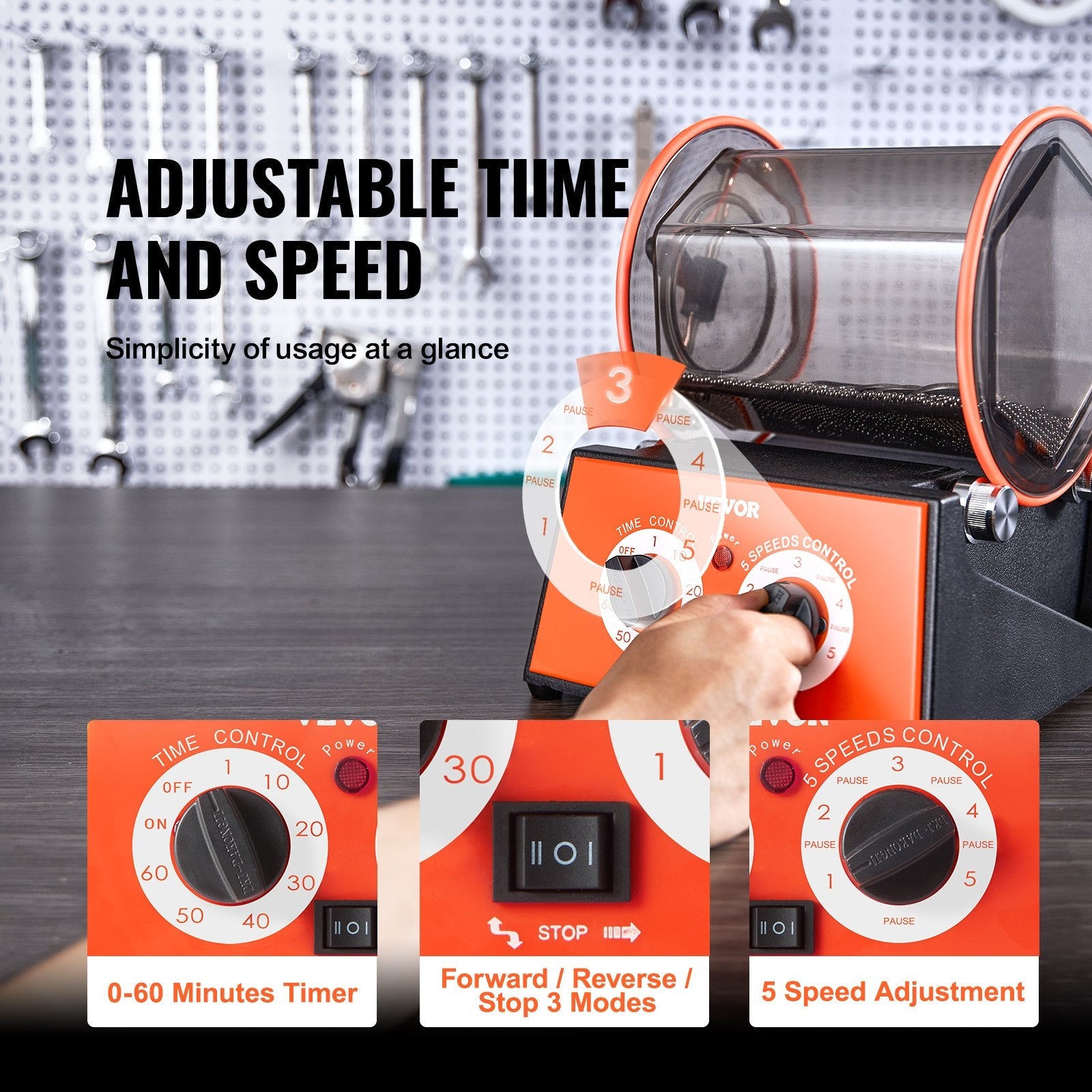 VEVOR 5kg rotējošā pulēšanas mašīna juvelierizstrādājumiem un dārgakmeņiem DIY
