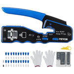 VEVOR RJ45 presformas komplekts, Cat5e/Cat6/Cat6a, 8 kontaktu spraudņiem, ar 20 caurejošiem savienotājiem un aizsargiem, vadu noņēmēju un tīkla testeri