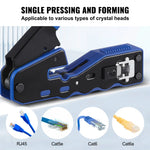 VEVOR RJ45 presformas komplekts, Cat5e/Cat6/Cat6a, 8 kontaktu spraudņiem, ar 20 caurejošiem savienotājiem un aizsargiem, vadu noņēmēju un tīkla testeri