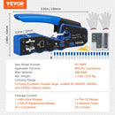 VEVOR RJ45 presformas komplekts, Cat5e/Cat6/Cat6a, 8 kontaktu spraudņiem, ar 20 caurejošiem savienotājiem un aizsargiem, vadu noņēmēju un tīkla testeri
