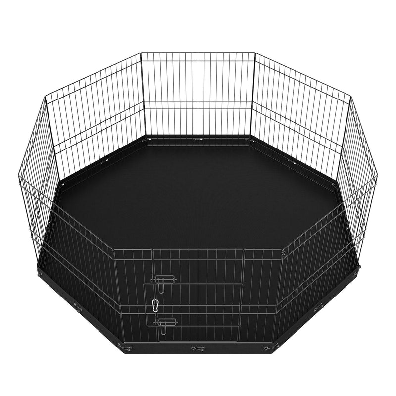 VEVOR Salokāms metāla suņu voljers ar 8 paneļiem un apakšējo paklāju, augstums 61 cm, ar zemes enkurstieņiem, paredzēts maziem un vidējiem mājdzīvniekiem lietošanai telpās un ārā – kempingam, pagalmam