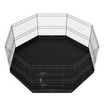 VEVOR Salokāms metāla suņu voljers ar 8 paneļiem un apakšējo paklāju, augstums 61 cm, ar zemes enkurstieņiem, paredzēts maziem un vidējiem mājdzīvniekiem lietošanai telpās un ārā – kempingam, pagalmam