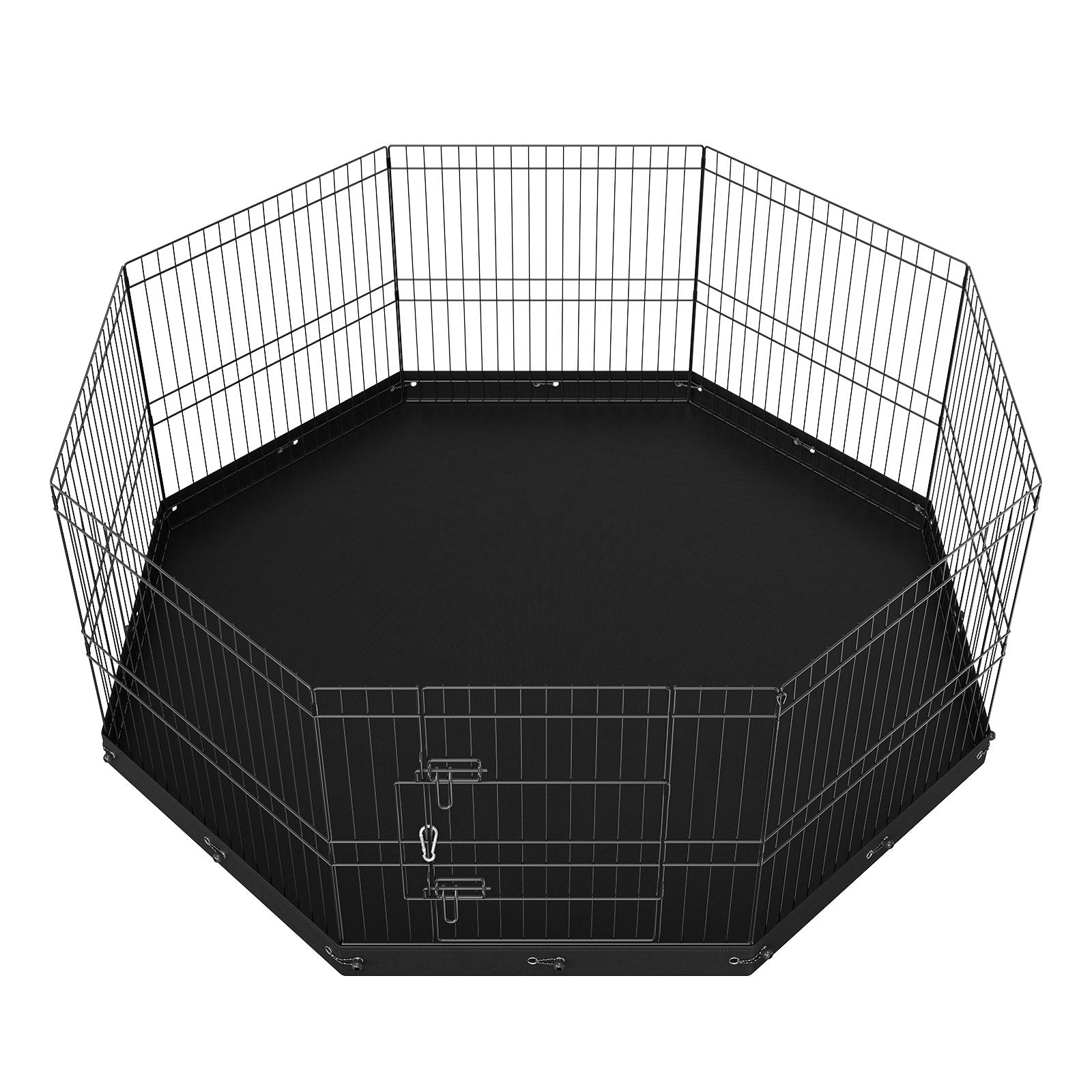 VEVOR Salokāms metāla suņu voljers ar 8 paneļiem un apakšējo paklāju, augstums 61 cm, ar zemes enkurstieņiem, paredzēts maziem un vidējiem mājdzīvniekiem lietošanai telpās un ārā – kempingam, pagalmam
