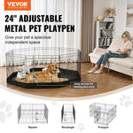 VEVOR Salokāms metāla suņu voljers ar 8 paneļiem un apakšējo paklāju, augstums 61 cm, ar zemes enkurstieņiem, paredzēts maziem un vidējiem mājdzīvniekiem lietošanai telpās un ārā – kempingam, pagalmam