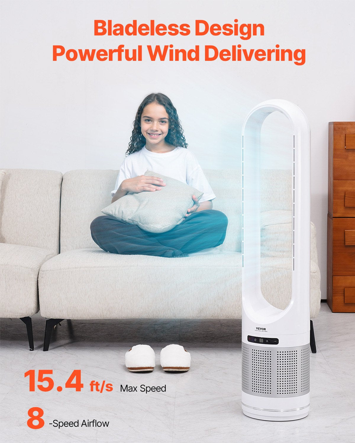 VEVOR 40" Oscilējošais Torņa Ventilators ar 8 Stundu Taimeri un 4,7 m/s Gaisa Plūsmas Ātrumu, Tālvadības Pulti
