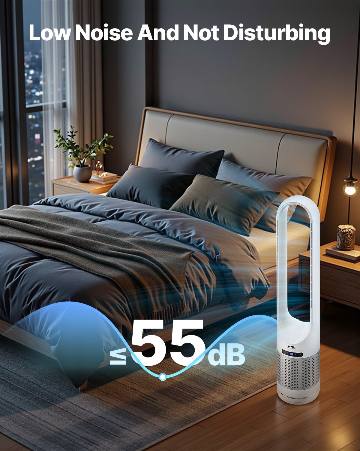 VEVOR 40" Oscilējošais Torņa Ventilators ar 8 Stundu Taimeri un 4,7 m/s Gaisa Plūsmas Ātrumu, Tālvadības Pulti