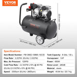 VEVOR kompaktā pārnēsājamā bez-eļļas gaisa kompresors, 30 l, 6,2 bar