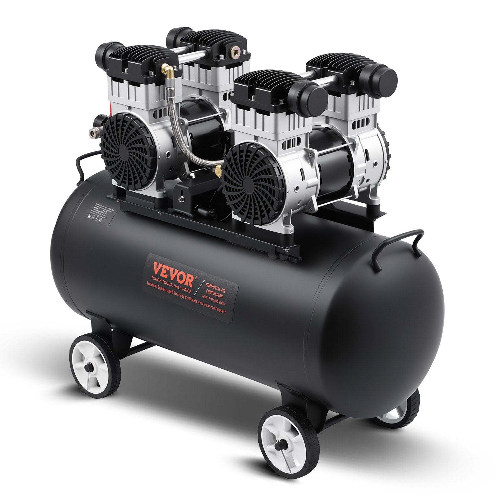 VEVOR kompakts un pārnēsājams bez eļļas gaisa kompresors, 75 L, 6,2 bar (90 PSI)