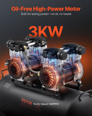 VEVOR kompakts un pārnēsājams bez eļļas gaisa kompresors, 75 L, 6,2 bar (90 PSI)