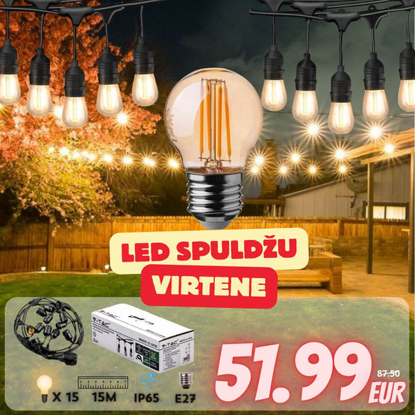 15m E27 bulb plinth string with 15 included E27 4w LED filament G45 2200K, distance between plinths 1m x15 plinths, waterproof IP65, AC220-240V, 2.68kg, black, with 220V socket at the end and plug at the beginning, can be connected in multiple strings