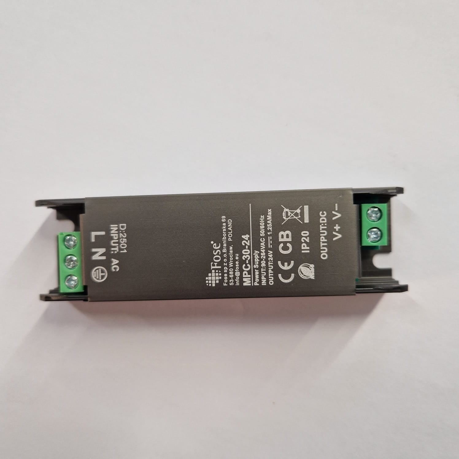SLIM LED toiteallikas 30W 1.25A 24V, veekindel IP20, metallist