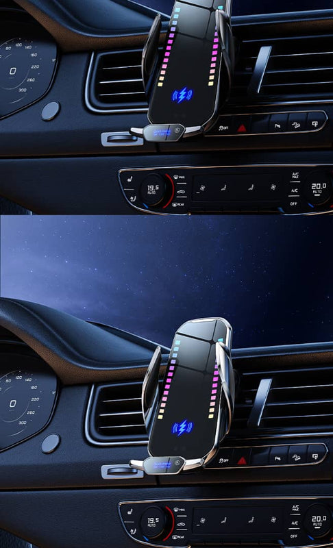 T28 Auto Telefona Turētājs ar Bezvadu Uzlādi – Automātisks Sensors un Stingra Fiksācija