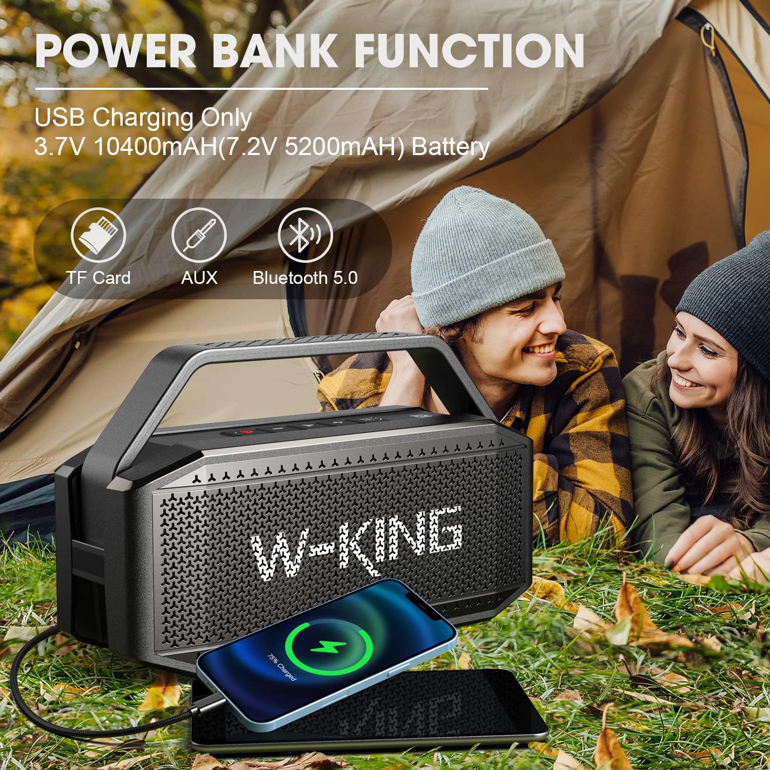 W-King D9 Bluetooth колонка 60W- 3,7v 10400mAh