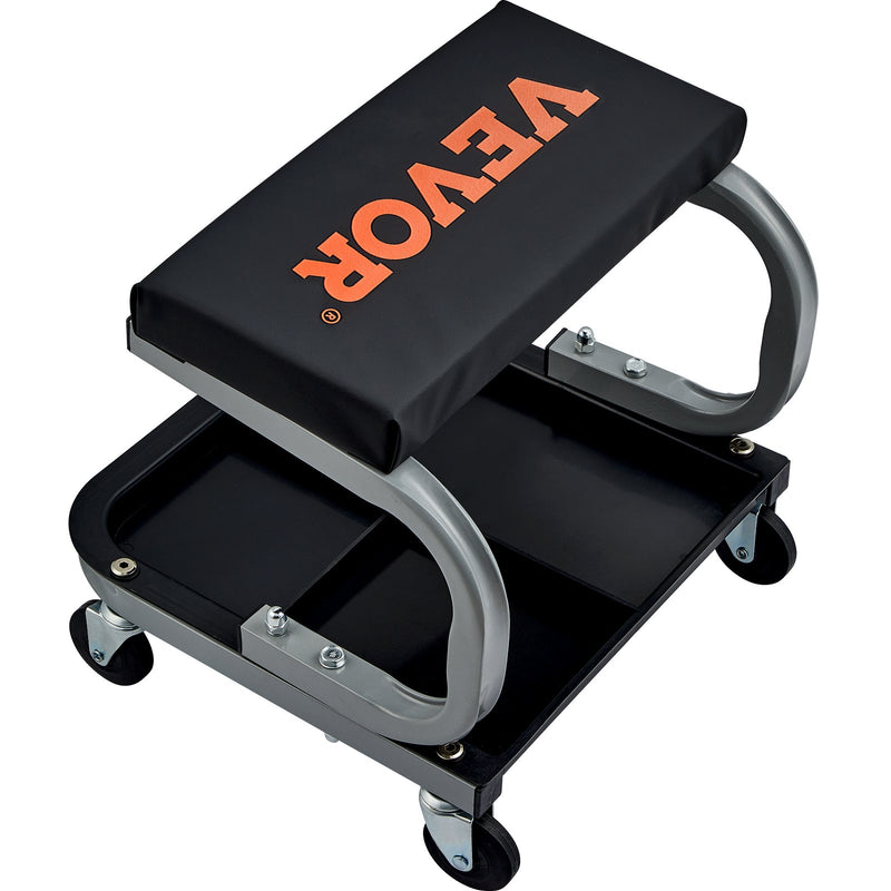 VEVOR mehāniķa krēsls ar rīku paplāti, kravnesība 113 kg, paredzēts darbam zem automobiļa un garāžas darbiem