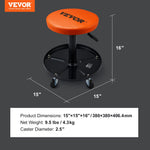 Подкатной пневматический стул механика VEVOR с регулировкой высоты и лотком для инструментов