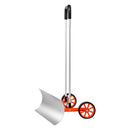 Wheeled Snow Shovel, 76.2 cm metal driveway snow shovel, heavy-duty shovel pusher with wide blade and U-shaped aluminium alloy handle